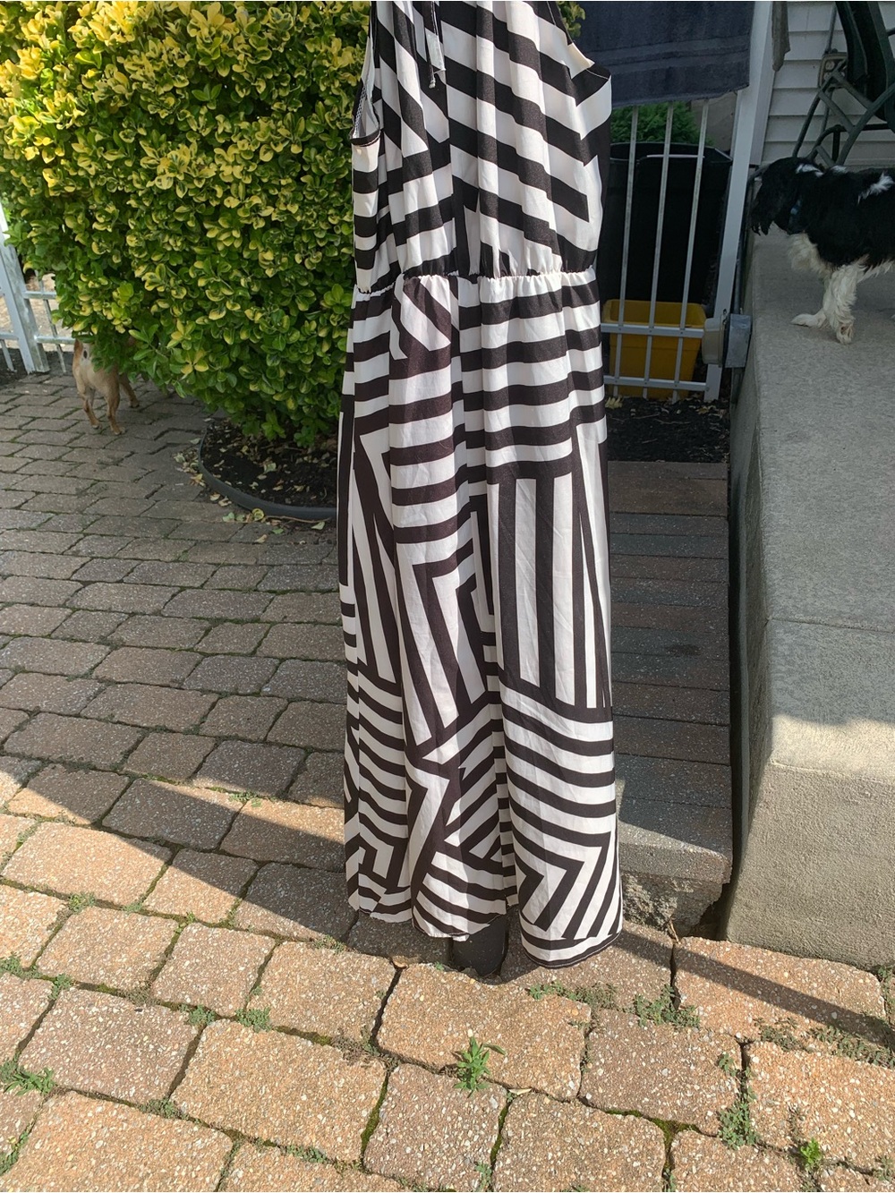 Black & White Striped Ladies Maxi Dress